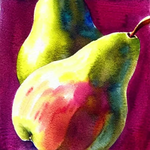 Prompt: a high detail watercolor of anime pear