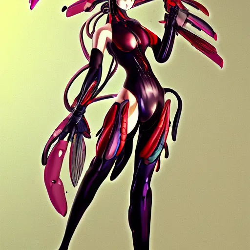 Image similar to beautiful and gorgeous anime gynoid with glossy skin, artstation, high quality, highly detailed,