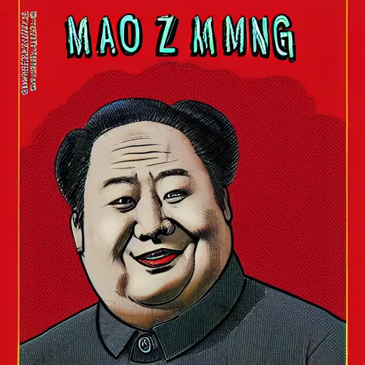 Image similar to mao zaedong in the style of alfred e neumann from mad magazine