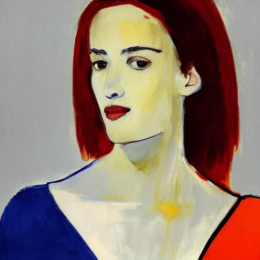 Prompt: loose painting portrait of a beautiful woman by ridley scott and mondrian