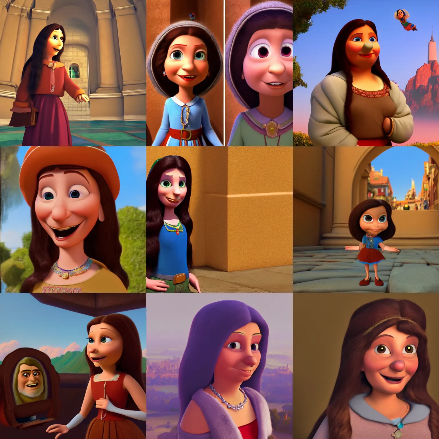 Prompt: la gioconda as a pixar disney character from up ( 2 0 0 9 ), unreal engine, octane render, 3 d render, photorealistic