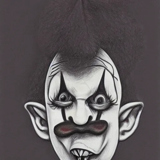 surrealism drawing of a clown by tim burton | Stable Diffusion