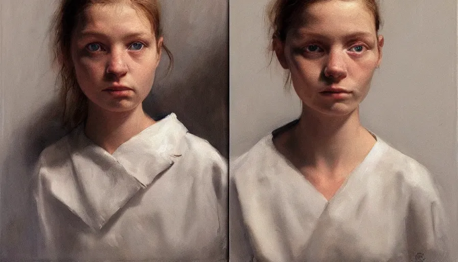 Image similar to painting by borremans, portrait, detailed, stunning, hyperrealism, dynamic lighting, octane render