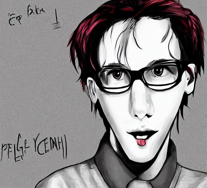 Prompt: a digital drawing of young neil cicierega in a emo / scene style, trending on pixiv,