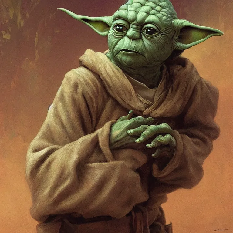 Prompt: fine art painting of Yoda on a bad drug trip, drugs and alcohol littered everywhere, dizzy, trippy, artstation, cgsociety, very detailed, intricate, detailed illustration, by artgerm and greg rutkowski and alphonse mucha, sharp, smooth, masterpiece