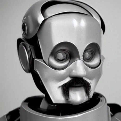 Image similar to Photograph of a robotic Theologian John Calvin, resembles a robot