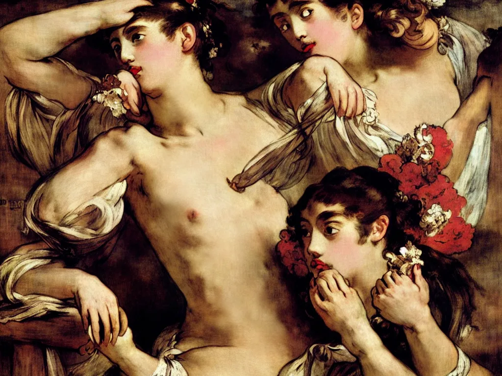 Image similar to fragrance advertising campaign by eugene delacroix, highly detailed, intricate