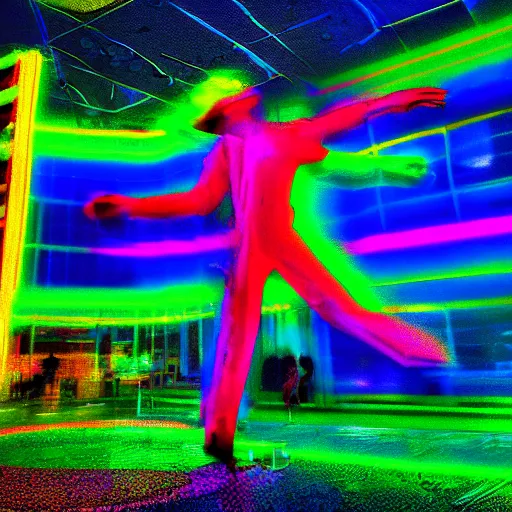 Prompt: dancing on top of a neon lit rainbow digital art, ue 5