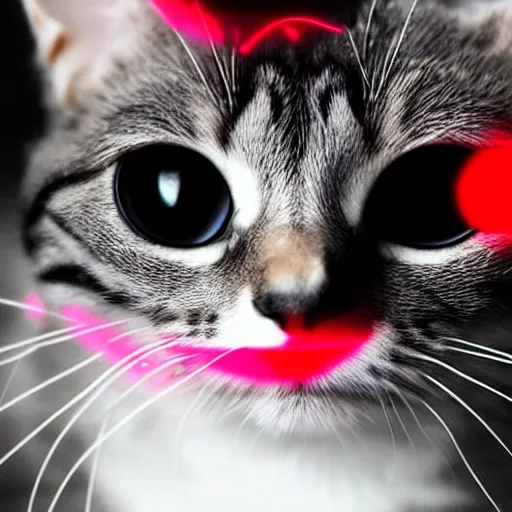 Image similar to photo of a cat with red laser beams shooting out of its eyes