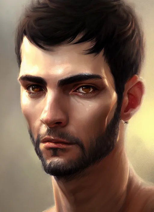 Image similar to a _ fantasy _ style _ portrait _ painting _ of light brown argentinian male short black hair defined very chiseled facial features long face big ears, rpg dnd oil _ painting _ unreal _ 5 _ daz. _ rpg _ portrait _ extremely _ detailed _ artgerm _ greg _ rutkowski _ greg