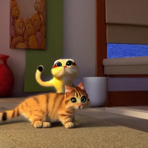 Image similar to pixar movie, tabby cat, 3 d, pixar _ tabby _ cat