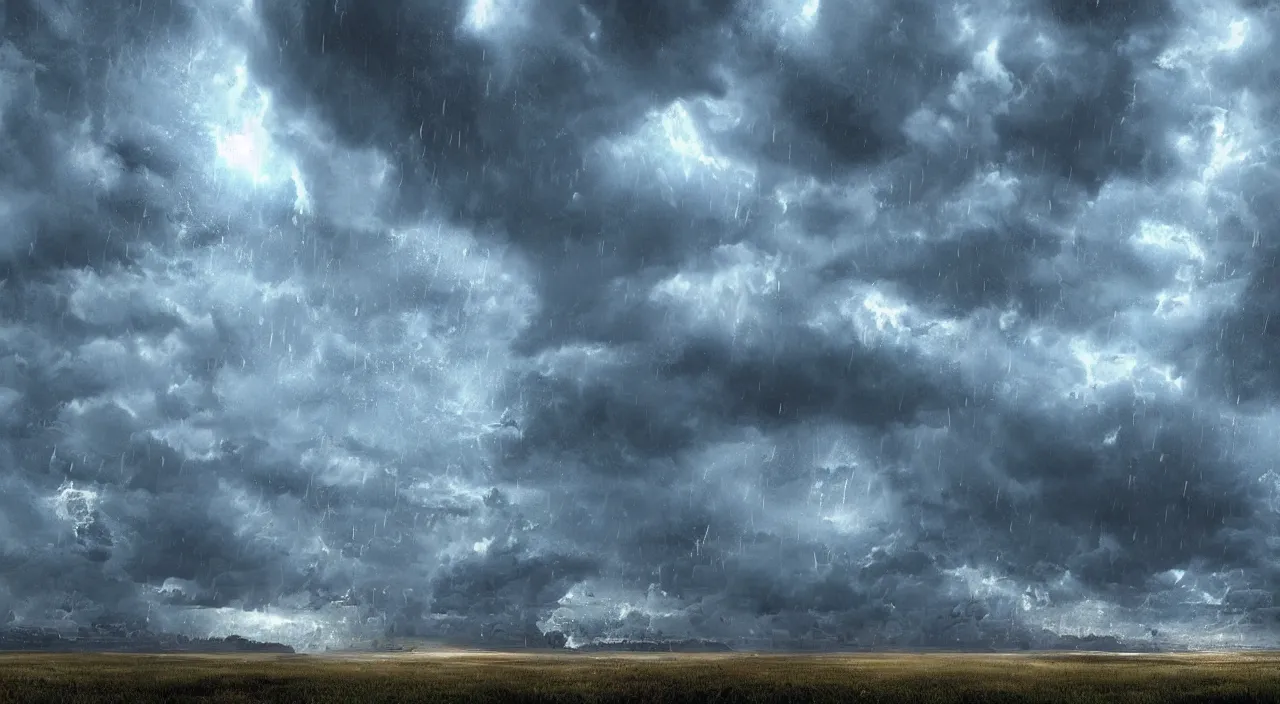 Image similar to The last rain on earth, hyper detailed photorealistic, dramatic lighting, global warming, blue sky