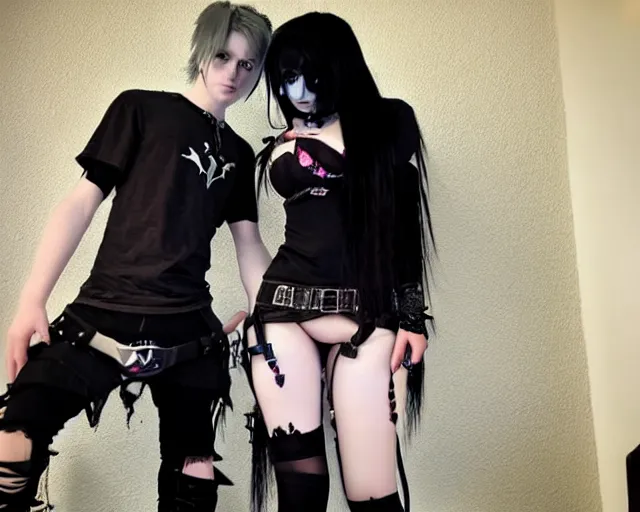 Image similar to gamer with a goth gf