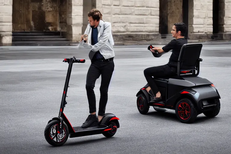 Image similar to a mobility scooter designed by lamborghini