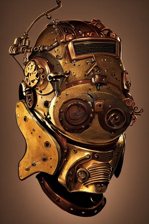 Image similar to steampunk helmet fantasy art mask robot ninja stylized digital illustration sharp focus, elegant intricate digital painting artstation concept art global illumination ray tracing advanced technology chaykin howard and campionpascale and cooke darwyn and davis jack