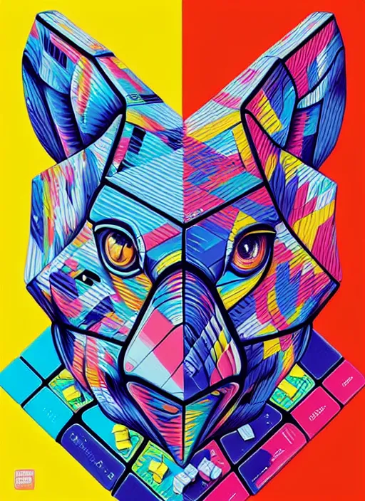 Image similar to scrambled rubiks cube animals, tristan eaton, victo ngai, artgerm, rhads, ross draws