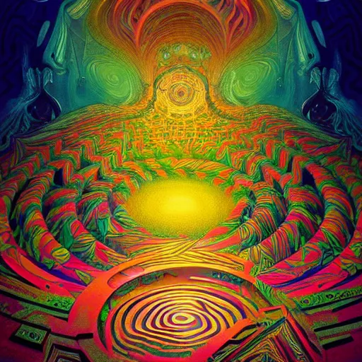 Prompt: An extremely psychedelic abstract illustration of an eye shaped labyrinth maze, colorful, surreal, dramatic lighting, magic mushrooms, psilocybin, LSD, detailed, intricate, elegant, highly detailed, digital painting, artstation, concept art, smooth, sharp focus, illustration, art by Krenz Cushart and Artem Demura and alphonse mucha