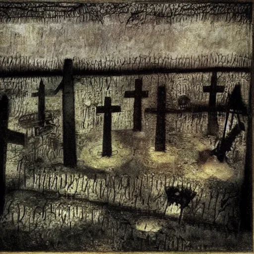 Image similar to the photograph shows a grave that has been flooded with water. the grave is located in a cemetery in italy. the water in the grave is dirty and there is trash floating in it. the grave is surrounded by a fence. motion blur by paul klee, by h. r. ( hans ruedi ) giger serene