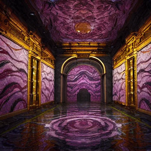 Image similar to the grand marbled entrance, art by kotaro chiba, volumetric lighting, cinematic composition