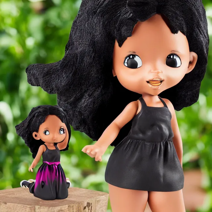Image similar to black little miss girl, figurine, detailed product photo