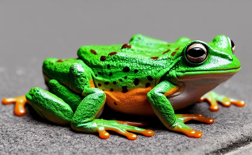 Image similar to cute frog wearing supreme streetware, highly detailed, extremely high quality, hd, 4 k, 8 k, professional photographer, 4 0 mp, lifelike, top - rated, award winning, cinematic, realistic, detailed lighting, detailed shadows, sharp, no blur, edited, corrected, trending