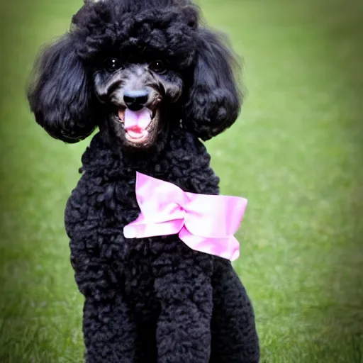 Image similar to cute black poodle with a mimosa