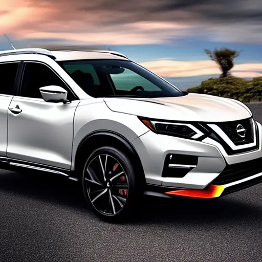 Prompt: 2020 modern nissan Rogue SUV in the style of a GTR R35, GTR in the style of an SUV, SUV Skyline Nissan