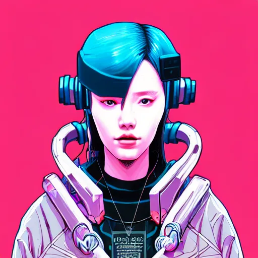 Prompt: portrait painting of a cyberpunk hacker olivia hye from loona, sharp focus, award - winning, trending on artstation, masterpiece, highly detailed, intricate. art by josan gonzales and moebius and deathburger