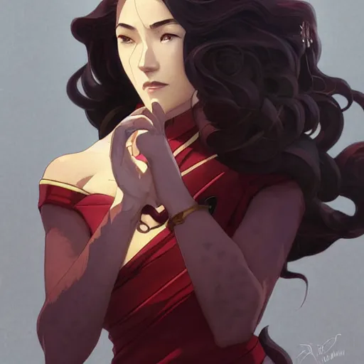 Image similar to Portrait of Asami Sato, Legend of Korra, intricate, elegant, highly detailed, digital painting, artstation, concept art, smooth, sharp focus, illustration, art by artgerm and greg rutkowski and alphonse mucha