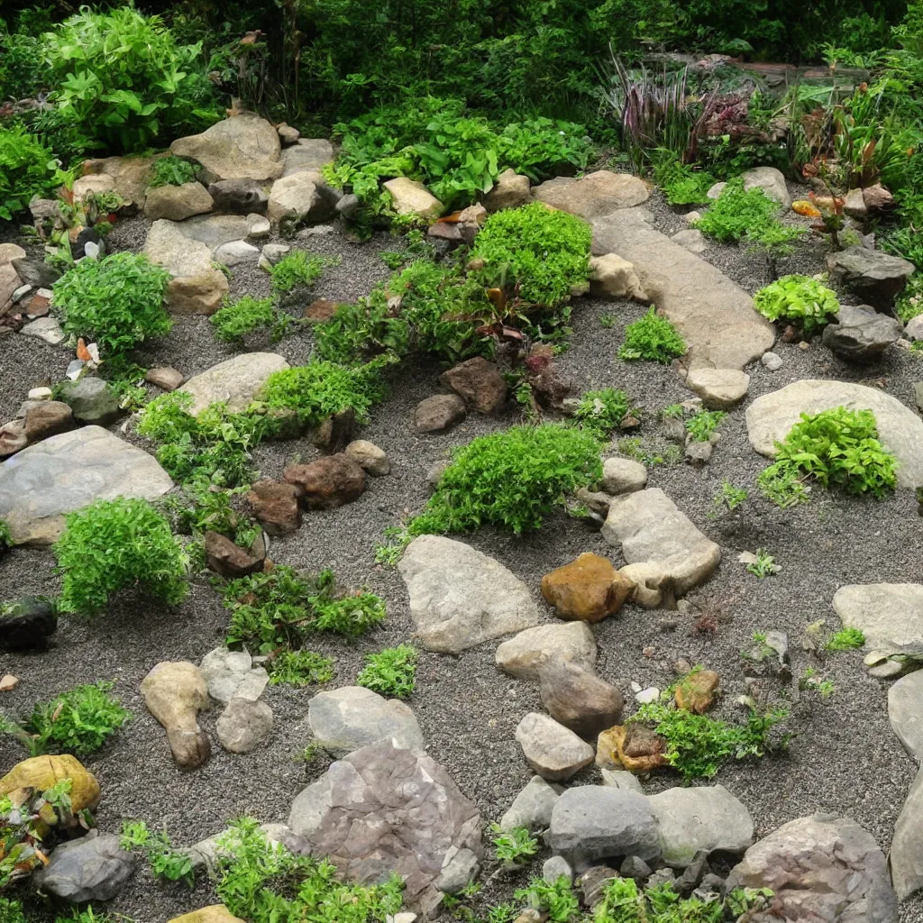 Image similar to a naturalist zen garden