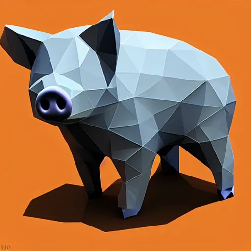 Prompt: low poly pig, isometric view, blank background
