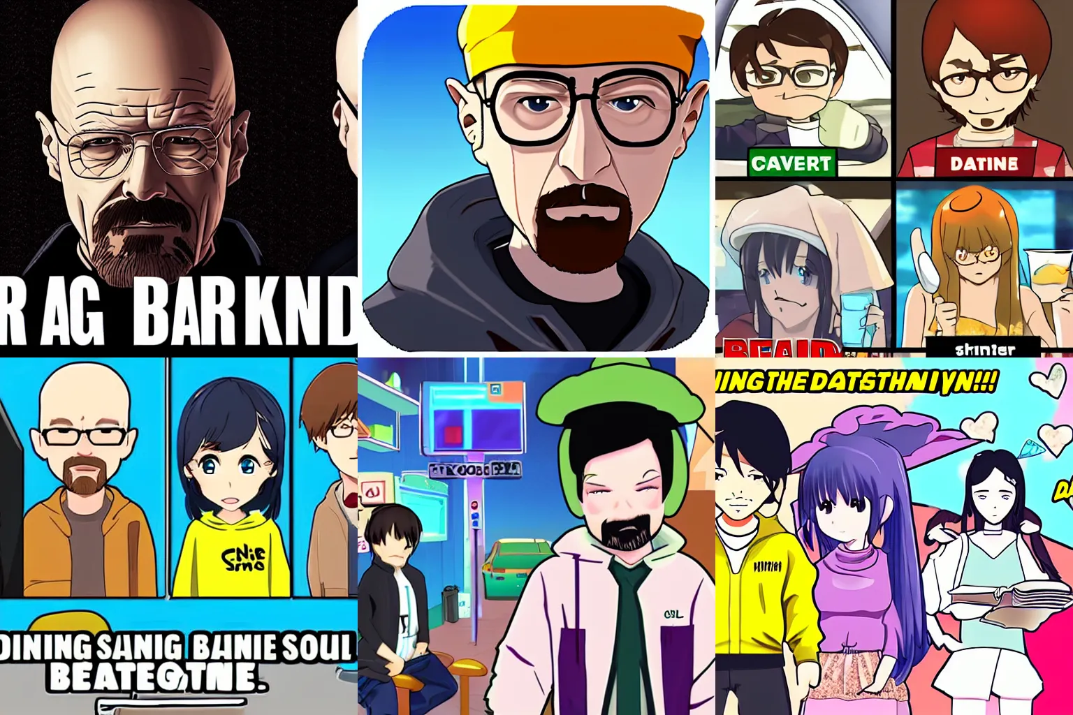 Prompt: Breaking Bad, dating simulator game, anime style