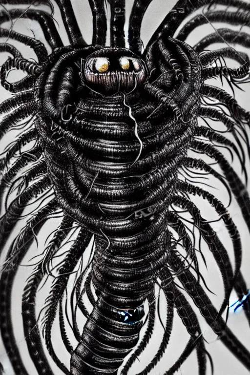 Prompt: the portrait of the white centipede death king, high detail, cinematic