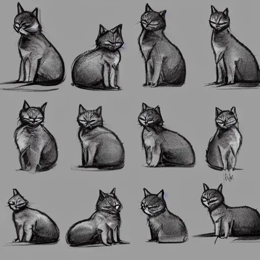 Image similar to concept art of some new cat specie, studies