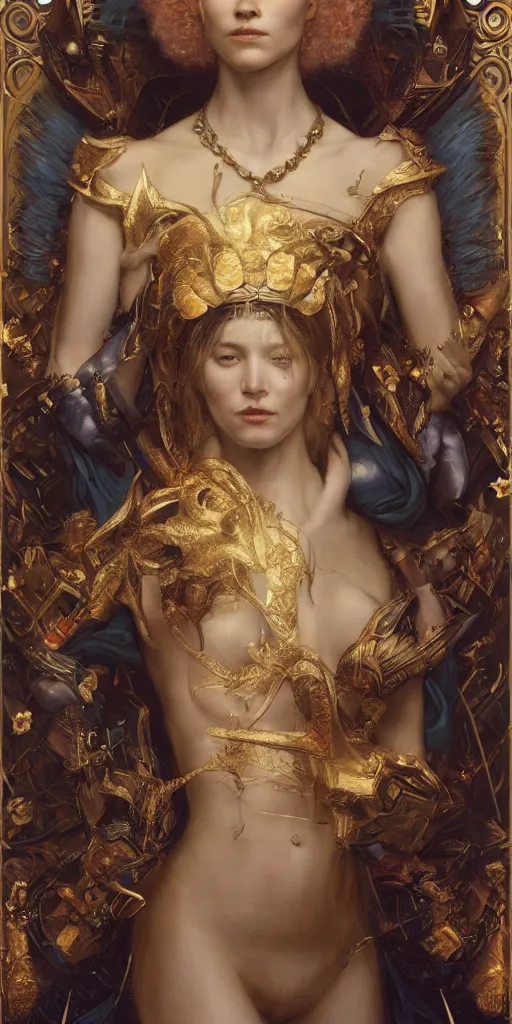 Image similar to queen, masterpiece by Edgar Maxence and Ross Tran and Michael Whelan, 8k, octane render