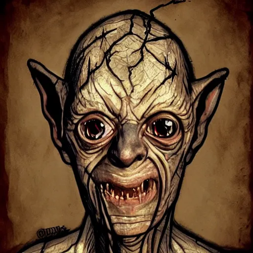Image similar to Gollum as pinhead from dead by daylight