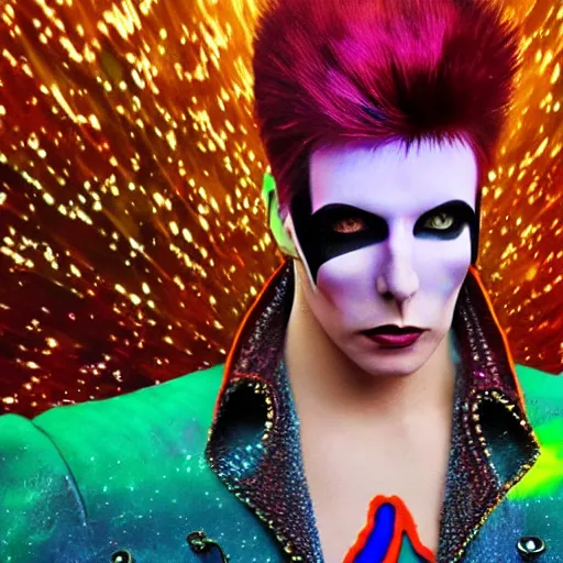 Image similar to ziggy stardust from Mars anamorphic illusion 4k