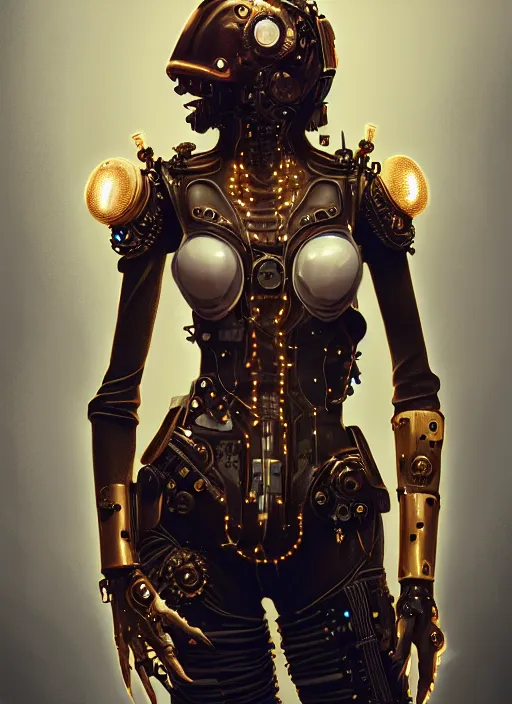 Image similar to soft lustrous ivory ebony biotech raver gutter punk gothic steampunk cyborg, golden ratio, details, scifi, fantasy, cyberpunk, intricate, decadent, highly detailed, digital painting, octane render, artstation, concept art, smooth, sharp focus, illustration, art by artgerm, loish, wlop