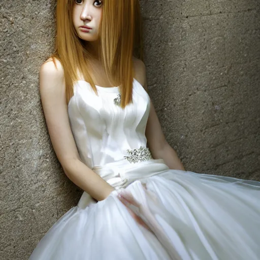 Image similar to orihime wearing wedding dress by wlop