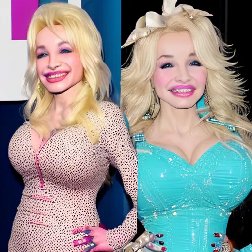 Image similar to genetic mix of dolly parton and dove cameron