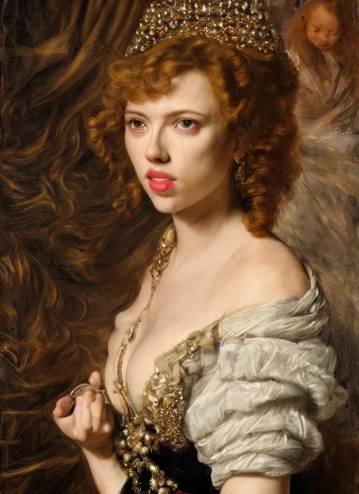 Prompt: , , Scarlett Johansson dressed as black cannery,, Dramatic, Edge, Good, Infused, Backlight, De-Noise, VFX, insanely detailed and intricate, hypermaximalist, facial ,elegant, ornate, hyper realistic, super detailed, by Anthony Van Dyck, by Ivan Shishkin, by John Constable