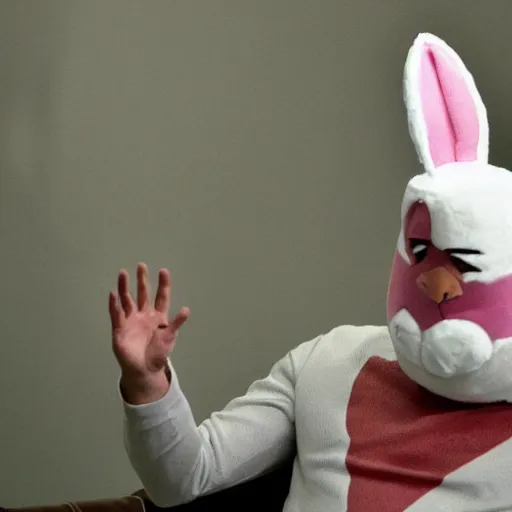 Prompt: natural intrinsic inherent detail of scene with elon musk wearing a bunny costume