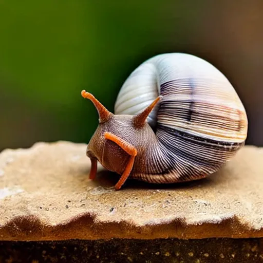 Prompt: a snail - cat - hybrid, animal photography