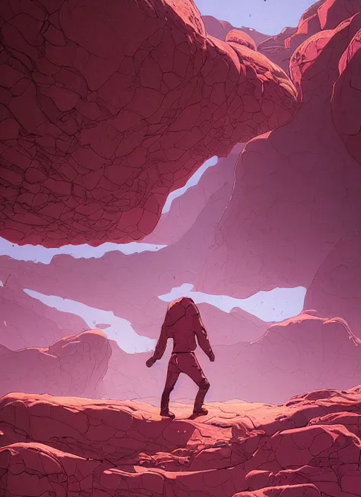 Image similar to abstract art with a theme on mineral rocks, empty world environment. no people nor cars. sharp focus, cinematic pose, cinematic lighting, unreal engine render. art by josan gonzales and moebius and deathburger.