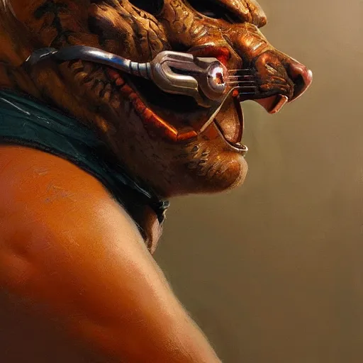 Image similar to Strong wrestler wearing a wrestles jaguar mask, closeup character portrait art by Donato Giancola, Craig Mullins, digital art, trending on artstation