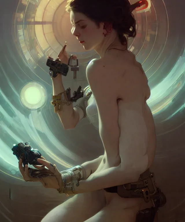 Image similar to Do androids dream of electric sheep?, highly detailed, digital painting, artstation, concept art, smooth, sharp focus, illustration, art by artgerm and greg rutkowski and alphonse mucha