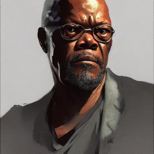 Prompt: portrait of samuel l. Jackson, dramatic lighting, illustration by Greg rutkowski, yoji shinkawa, 4k, digital art, concept art, trending on artstation