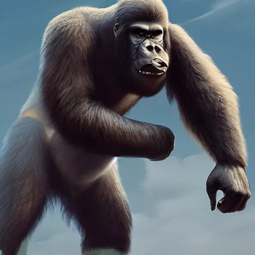 Image similar to king kong character design by disney, charlie bowater, ross tran, artgerm, and makoto shinkai, detailed, soft lighting, rendered in octane