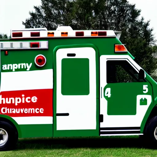 Image similar to big chungus meme, anthropomorphic ambulance shaped like big chungus, high resolution photo