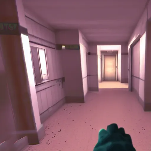 Image similar to 3rd person horror, female protagonist, hospital level, n64 screenshot